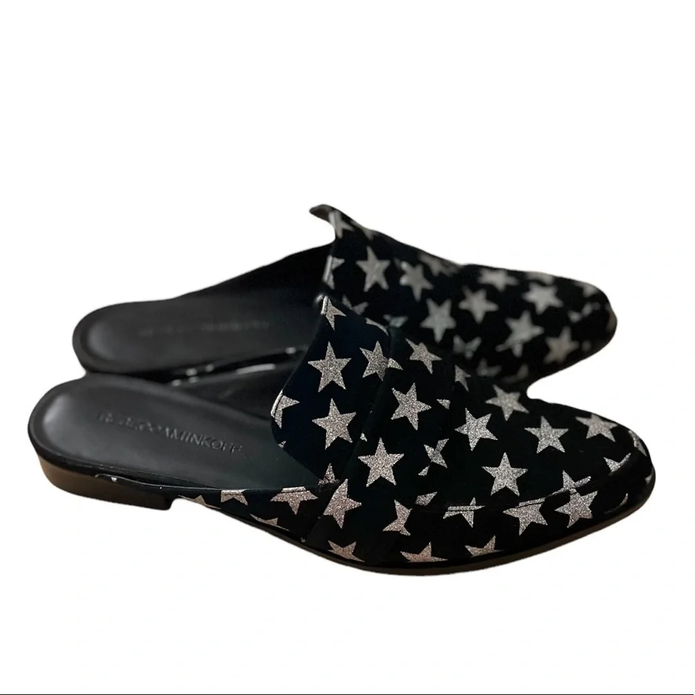 Rebecca Minkoff Black Mika In Galaxy Print Mules/Slides
